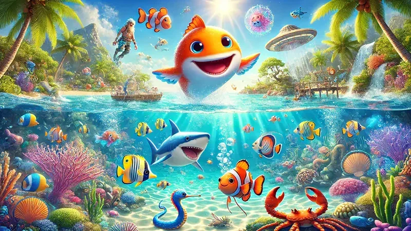 Ilustrasi dunia bawah laut untuk permainan tembak ikan